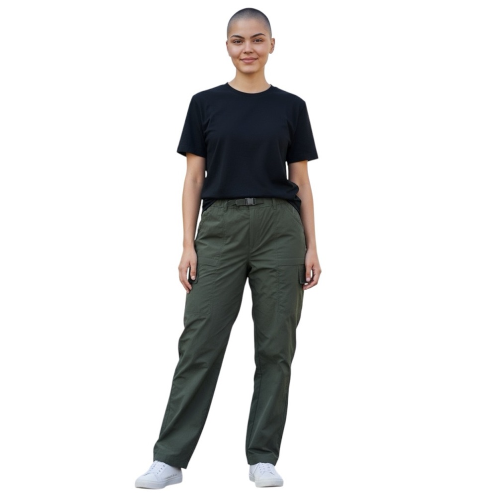 Uniqlo Olive Green Cargo Straight Leg Nylon Pants size Large (33-36”)